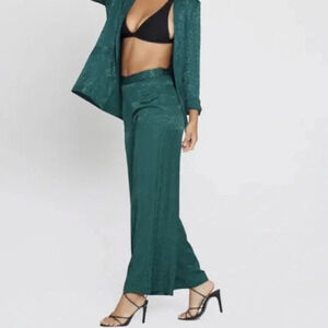 L*Space Harlow Pant In Ultramarine Emerald Green Leopard Print NWT